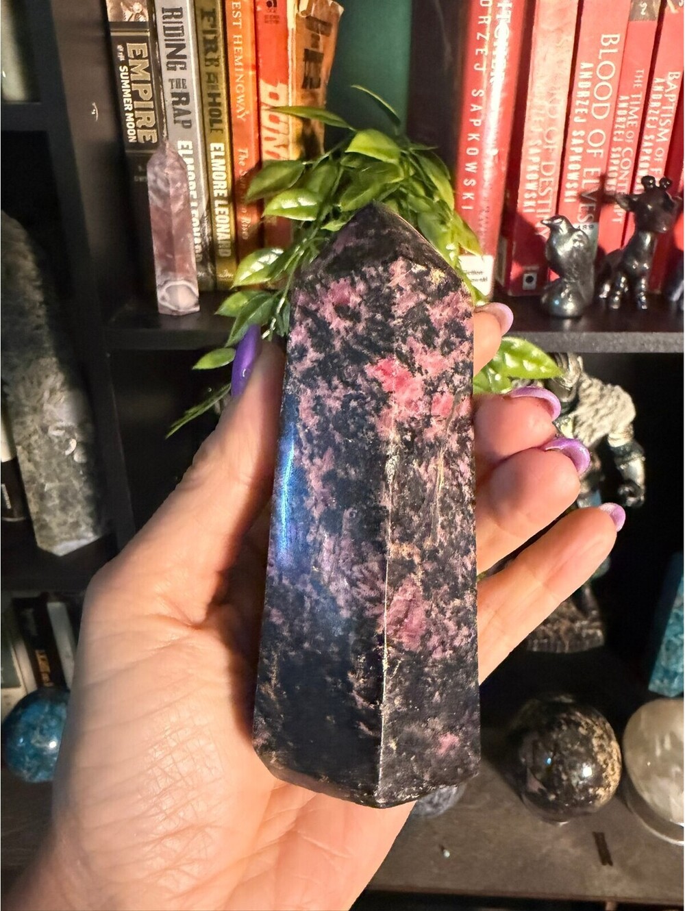 Pink & Black Rhodonite Tower - Picture 3 of 3